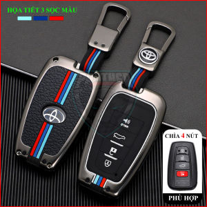 Ốp Chìa Khóa Xe Toyota Corolla Cross Corolla Altis Camry Hợp Kim Cao Cấp Họa Tiết 3 Sọc Màu