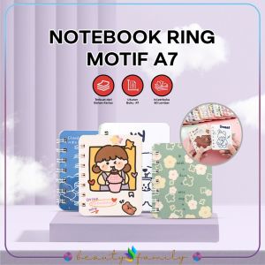 BF-A58 Buku Catatan Kartun Memo Kecil A7 80 Lembar / Buku Kecil Notebook Ring Motif Notepad