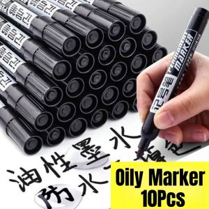 10Pcs Oily Marker Pen Permanent Paint Markers Waterproof Quick Drying Large-capacity Professional Marking Pen Office Supplies