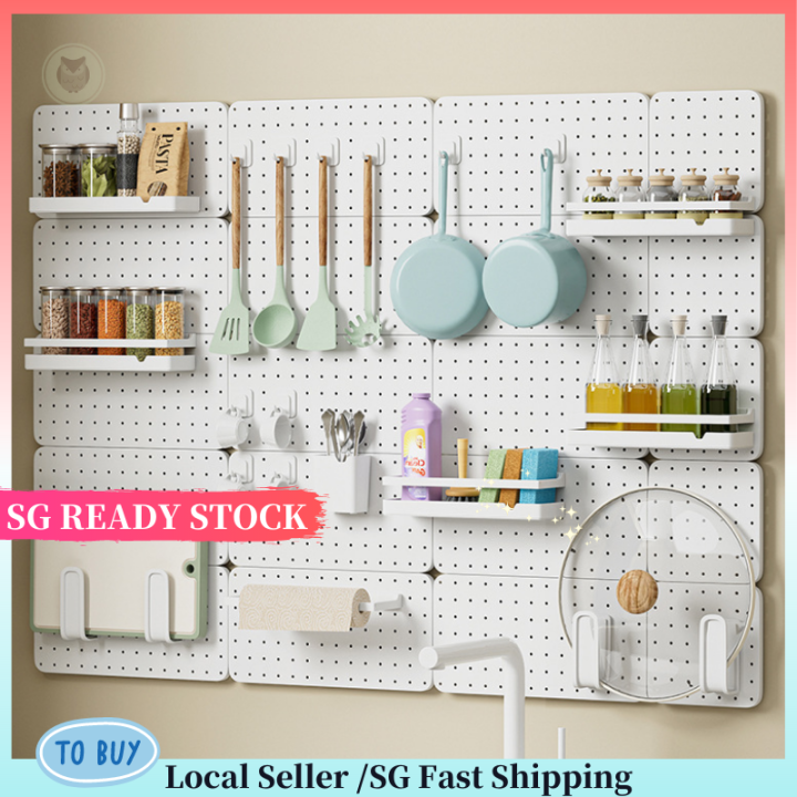 SG Ready Stock Pegboard Perforated Display Board Wall Display Rack Peg
