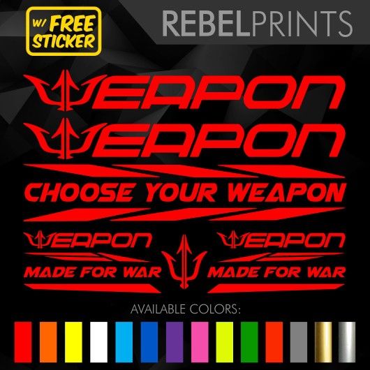 FESA WEAPON Sticker Decal Vinyl for Mountain Bike Frames and Road Bike ...