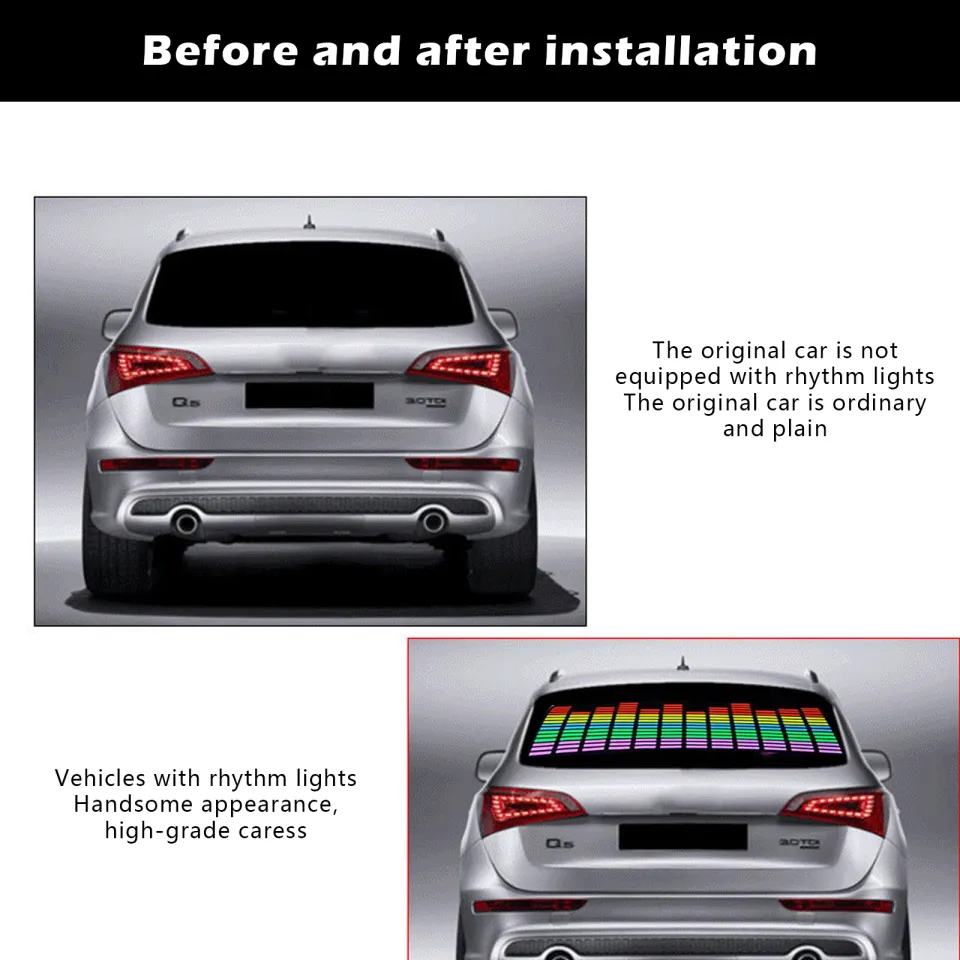Sticker LED Musical Pour Voiture - Lumière Rythmée Activée Par Le Son, 12V, Neuf