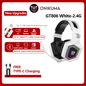 ONIKUMA GT887 Tri-Mode Gaming Headset 2.4G Wireless Headphones Wired E-Sports Headset Bluetooth 5.3 / 2.4g 【2-Year Warranty】