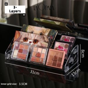 Plastic Transparent Acrylic Stand Makeup Powder Box Eyeshadow Blush Storage Shelf Table Divider HSQ-Eyeshadow-Palette-Storage