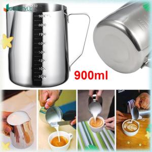 JOCESTYLE 350/600/900ml Espresso Coffee Cup Stainless Steel Cappuccino Cream Frothing Jug Pitcher with Scale Milk Steaming Jug Sharp Mouth