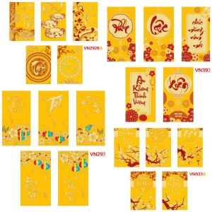 Set 6 Bao Lì Xì Tết 2026  - Bao Lì Xì Tết In Kim Dập Chữ Nổi 3D Độc Lạ