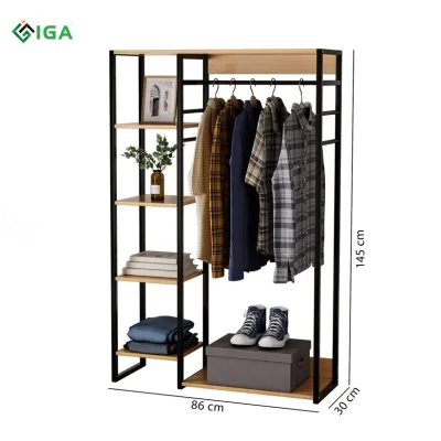 Kệ treo quần áo 2 Gian 4 Tầng IGA- GM08 và Tủ Treo Quần Áo Bằng Kim Loại Có 4 Tầng