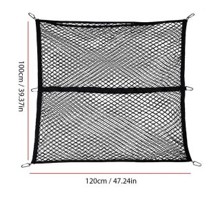Truck Cargo Net Highly Elastic Cargo Net Pickup Truck Trunk Net 48"L x 48" Stretchable Luggage Net Mesh Storage Net Truck Car Rear Storage Set  for Pickup Trailers SUVs ATVs/UTV