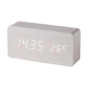 LED Digital Wooden Alarm Clock USB Plug-in Bedside Clock Room Decor with Thermometer (Ready Stock)