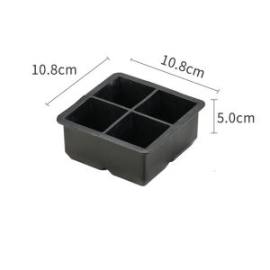 Ice Cube Tray with Lid Square Silicone Large Ice Mold for Freezer 4/6/8 Cubes Tray for Ice Cream Jelly Easy Release Ice Maker Reusable Ice Tray for Cocktails Whiskey & Wine