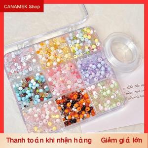 CS 12 24 Lưới Siêu Hỗn Hợp Màu Sắc Thủy Tinh Gạo Hạt Set Loose Hạt Handmade Tự Làm Vòng Đeo Tay Vòng Cổ Đính Cườm Chất Liệu Trang Sức Phụ Kiện