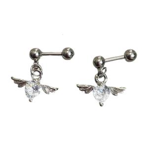 Hypoallergenically Stainless Steel Heart Angel Wing Earrings Comfort Fit Ear Studs Everyday Gift For Her
