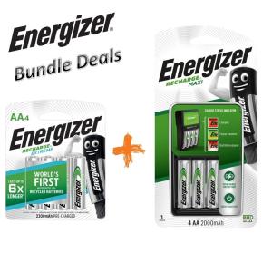 (Bundle Deals) Energizer Recharge Maxi Charger CHVCM4 + Recharge Extreme AA (4pcs)