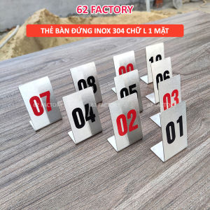 [Inox] Thẻ số bàn chữ L 1 mặt thẻ số cafe thẻ số inox bộ thẻ bàn cho nhà hàng quán cafe từ số 01- 100
