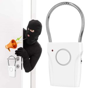 LITUILI MALL แบบพกพาได้ สัญญาณเตือนมือจับประตู ปรับได้ด้วยการตั้งค่า 120dB สัญญาณเตือนความปลอดภัยประตู การรักษาความปลอดภัยภายในบ้าน ป้องกันการโจรกรรม แจ้งเตือนที่หน้าต่าง การเดินทางที่บ้าน