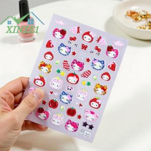 ❤💖💓 สติกเกอร์ตกแต่งเล็บลายการ์ตูนน่ารักสำหรับเทศกาลคริสต์มาส Hello Kitty ลาย KT รูปหัวแมวสติกเกอร์ตกแต่งเล็บของขวัญสำหรับตกแต่งเล็บ DIY สำหรับเด็กผู้หญิง