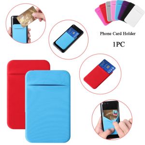 Elastic Card Holder with Adhesive Sticker EZ-Link Credit Card Case Lycra Stretch Phone Wallet Mobile Phone Pocket Adhesive Case