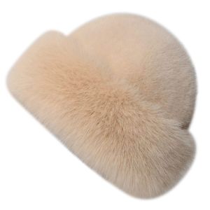 NOWNICE Fluffy Fur Winter Hat Solid Color Plush Bucket Hat Fashion Headwear Thicken Berets for Women Girls