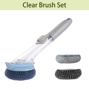 Cleaning Pot Brush Long handle brush Automatic Liquid Washing Dish Brush Pan Pot Bowl Brush Scrubber Kitchen Cleaner Cleaning Tools