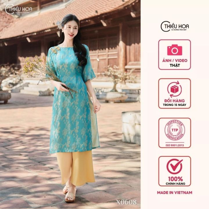Áo dài chất liệu Gấm Nha Xá với thiết kế cổ điển quý phái thương hiệu ...