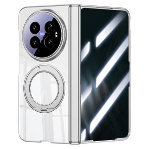 【🔥SG🔥】RICHMENTMALL Magnetic Hard PC Plating Clear Case For Vivo X Fold 6 For Charge Clear/Privacy Screen Glass Screen With Ring Stand Cover For Vivo X Fold 6