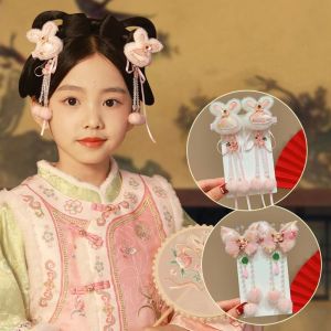 XINSU38 Hanfu Headwear Childrens New Year Hairpin Tang Suit Cute Chinese Style Red Barrettes Princess Tassel Ancient Style Hair Clip Kids
