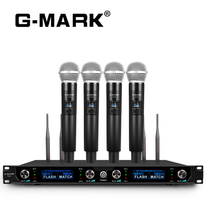 G MARK G440 Wireless Microphone System 4Channel UHF Cordless Mic