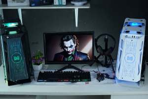 COMPUTER SET RYZEN 5 5600GT RADEON VEGA 7 GRAPHICS B450 MOTHERBOARD 8GB RAM DDR4 256GB SSD 19" INCHES WIDE MONITOR MMA K88 ROBOTIC CASE LED KEYBOARD AND MOUSEAVRHEADSET AND EXTENDED MOUSEPAD