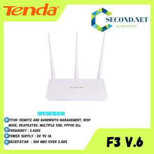 ROUTER WIFI TENDA F3 V6 SECOND 90%