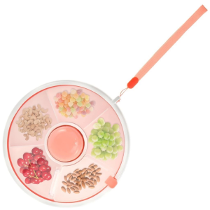 [SG STOCK]Kids Snack Spinner Toddler Spinner Snack Box with 5 Compartments and Lid Portable Snack Serving Tray Divided Kids Snack