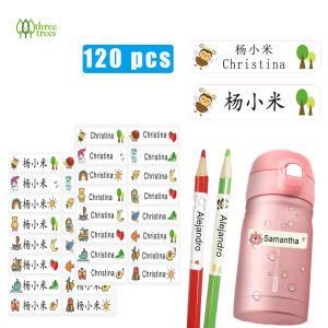 threetrees Personal Customized Name Stickers For KidsWaterproof Name Tag Used For Water Bottles School Bags Travel LuggageSchool Essentials etc私人订制儿童防水姓名贴