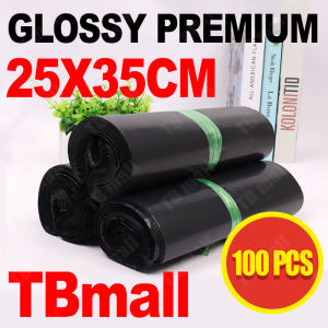 Fumu Plastik Packing Polymailer LDPE 25X35CM Hitam Glossy Isi 100PCS Termurah Grosir Lem Perekat / Plastik Packing Baju Olshop