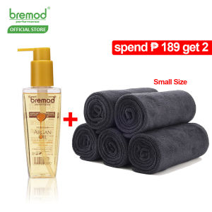 Bremod BR-H031 Morrocan Argan Oil Serum 100ml +1PC Black Towel Microfiber Fabric 35cmx75cm