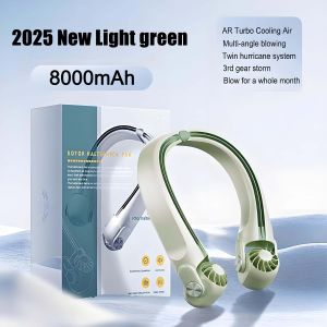 Kipas Leher Mudah Alih Tropicana 360 Portable Neck Fan 360° Air outlet Battery USB Rechargeable Bladeless Personal Cooling Office Fans (10000mAh) 掛脖風扇