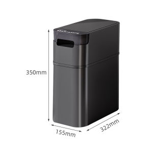 I know Slim Press-Type Trash Can with Lid - High-Capacity Stylish Design for Home Use (Bathroom Living Room Kitchen)