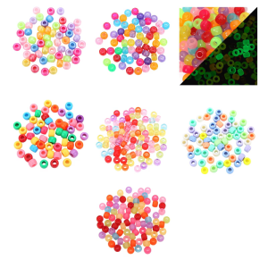 200pcs Acrylic Hair Beads for Kids Girls Braids Glow In Dark with Round Colorful Design for DIY Girls Hair Decors
