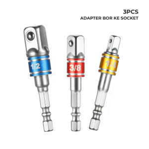 Adapter Kepala Bor Socket Impact Conventer Extension Hex Kunci Socket 3 Pcs 1/2 3/8 1/4 - 6734