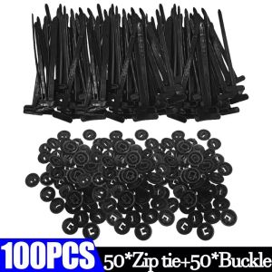 200pcs Wholesale Cable Tie Buckle Nylon Universal Self-locking Zipper Bracket Clamping Bands for Car Repair Fix Wires Tie Accessories
