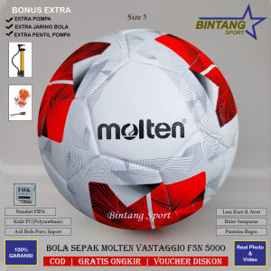 Bola Sepak Original Molten Vantaggio F5N 5000 Press Mesin Import Terbaru