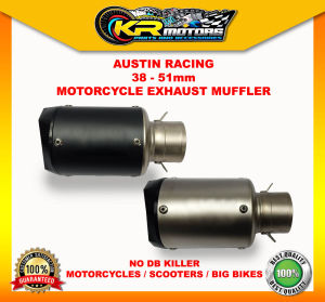 Exhaust Muffler 38-51mm Cannister for Big Bikes Scooters Motorcycles Short Tip No Silencer with Emblem - High Quality Universal