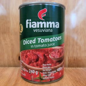 FIAMMA [Lon nhỏ XANH LÁ 400g] CÀ CHUA XẮT MIẾNG [ITALIA] VESUVIANA Diced Tomatoes In Tomato Juice (HALAL)
