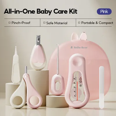 Snow Bear 6 in 1 Newborn Baby Care Kit Set Grooming Set Baby Nail Clipper Thermometer Potong Kuku Baby Barang