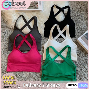 oobest 【Delivery 2-3 days】2pcs Wireless Camisoles Cross Backless Deep V Seamless Going Out Layering Breathable Pure Camisoles Top Women