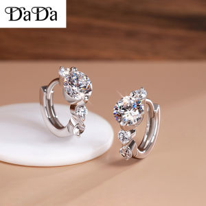 New Original Hikaw Pilak 925 Italian Sterling Silver Earrings Moissanite Shiny Zircon Circle Student Womens Jewelry Birthday Gift Hypoallergenic Free Shipping