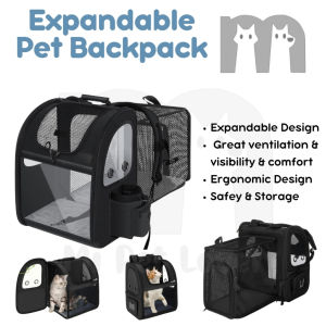 【Mi Pet Lover】Expandable Pet Backpack with Breathable Mesh Panels for Small Dogs Cats Lightweight & Portable