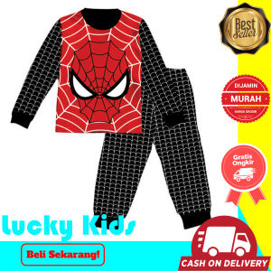 lucky kids baju stelan anak laki-laki / baju tidur anak piyama superhero eye 1-10 tahun