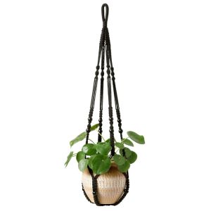 OKDEALS01 Handmade Cotton Rope Hanger Flower Pot Boho Gardening Plant Hanger Tray Creativity Tassel Hanging Basket Home