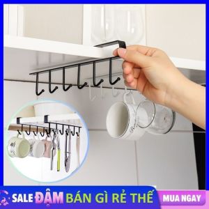Thanh 12 Móc Treo Đồ Nhà Bếp - Giá 12 Chấu Treo Đồ Gắn Kẹp Dưới Tủ Bếp Kệ Bàn Để Cốc Ly Tiết Kiệm Không Gian - Móc Treo Gắn Tủ Bếp 6 Chấu Móc Ly Đồ Dung Làm Bếp Phơi Quần Áo Bằng Sắt Tiện Lợi