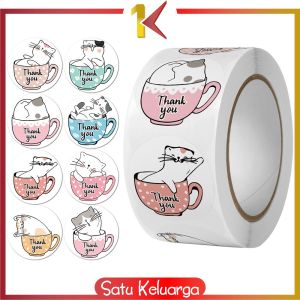 SK-C817 Sticker Thank You 1 Roll 500PCS Stiker Label Makanan Tulisan Segel Ucapan Terima Kasih / Stiker Label Thankyou Kemasan Packing Serbaguna