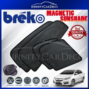 Honda City 2014 - 2018 (4pcs) BREKO SHADES 100% High Quality Fully Magnetic Plug and Play 98% UV Proof Car Sun Shade Sunshade